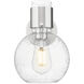Lawton Sphere Sconce Wall Light in Brushed Satin Nickel, Seedy Glass