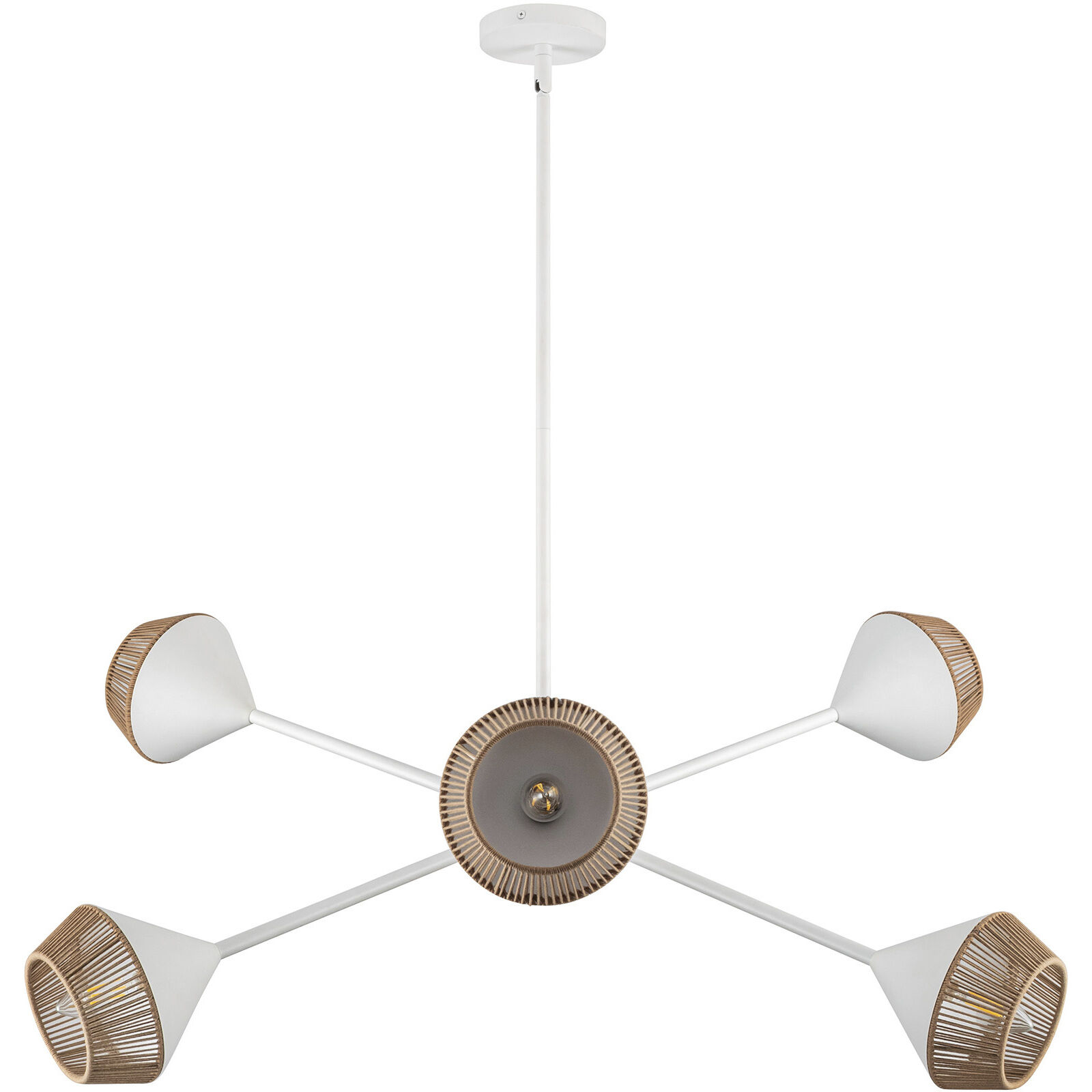 Alora Mood Daphne 6 Light 37.5 inch White/Brown Cotton Rope Chandelier Ceiling Light in White and Brown Cotton Rope