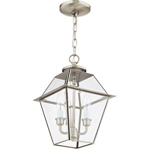 Westover 2 Light 9 inch Brushed Nickel Outdoor Pendant Lantern