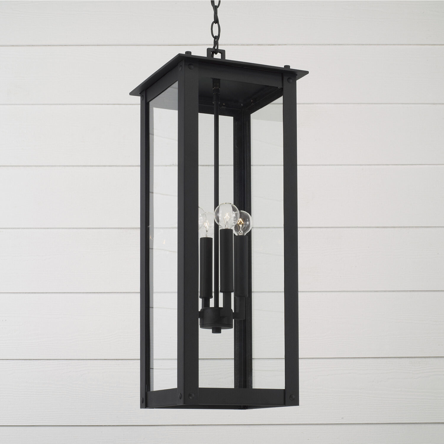 Hunt 4 Light 11 inch Black Outdoor Hanging Lantern