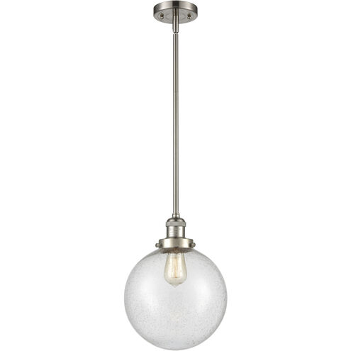 Franklin Restoration Beacon LED 10 inch Brushed Satin Nickel Mini Pendant Ceiling Light in Seedy, Franklin Restoration