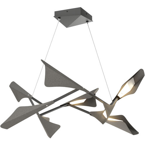 Plume LED 37.6 inch Black and Natural Iron Pendant Ceiling Light in Black/Natural Iron