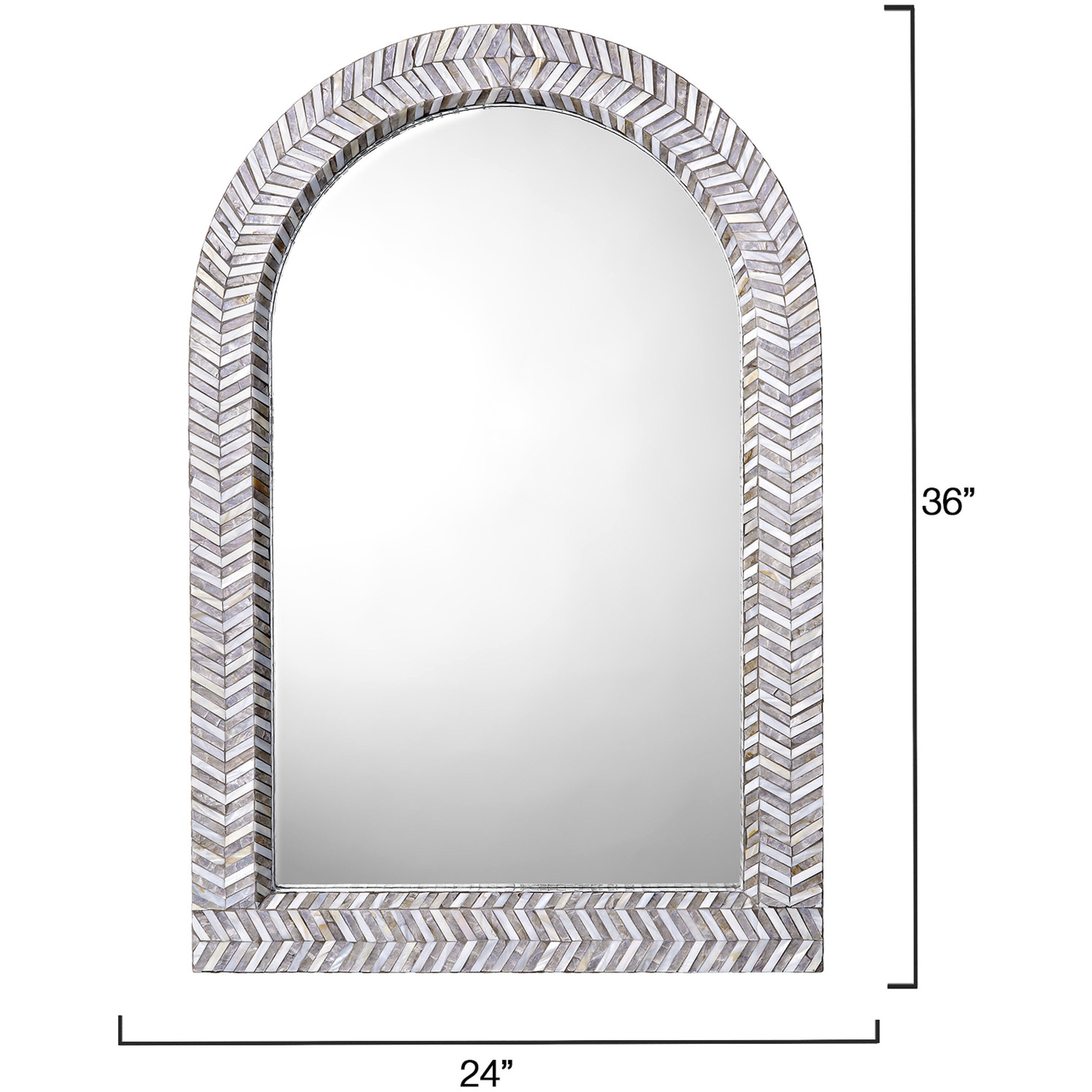 Beverly 36 X 24 inch Mixed Grey and White Mother of Pearl Wall Mirror