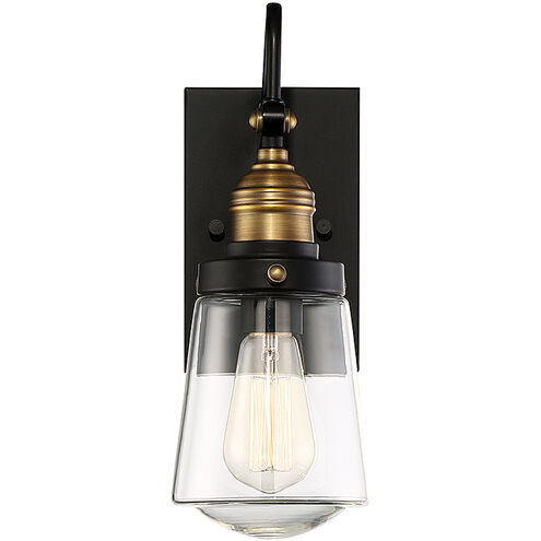 Macauley 1 Light 20.75 inch Vintage Black with Warm Brass Outdoor Wall Lantern