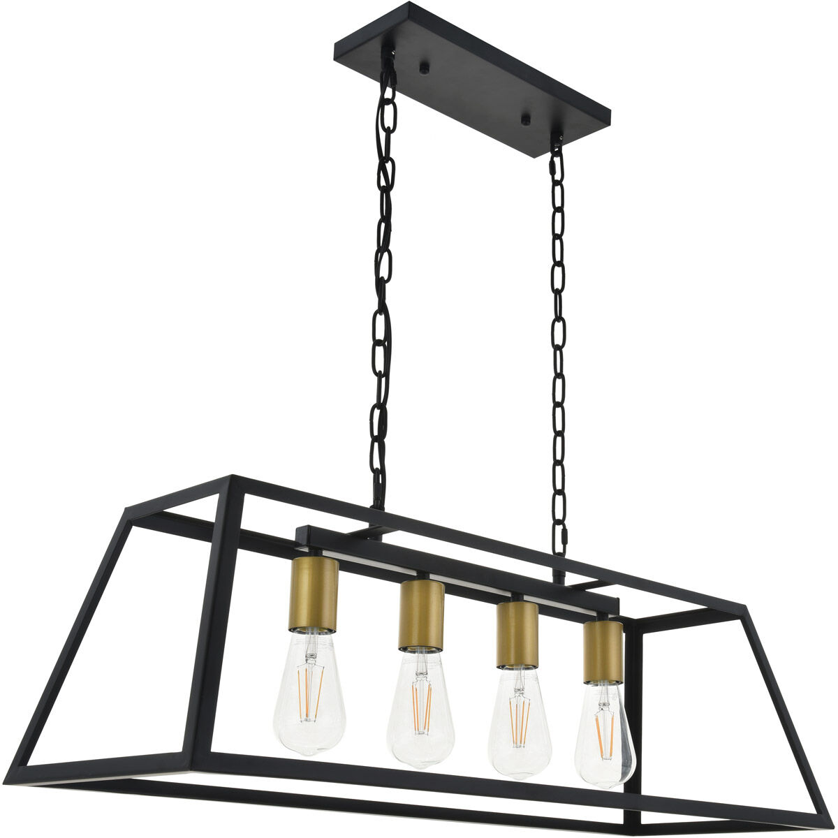 Resolute 4 Light 32 inch Brass and Black Pendant Ceiling Light