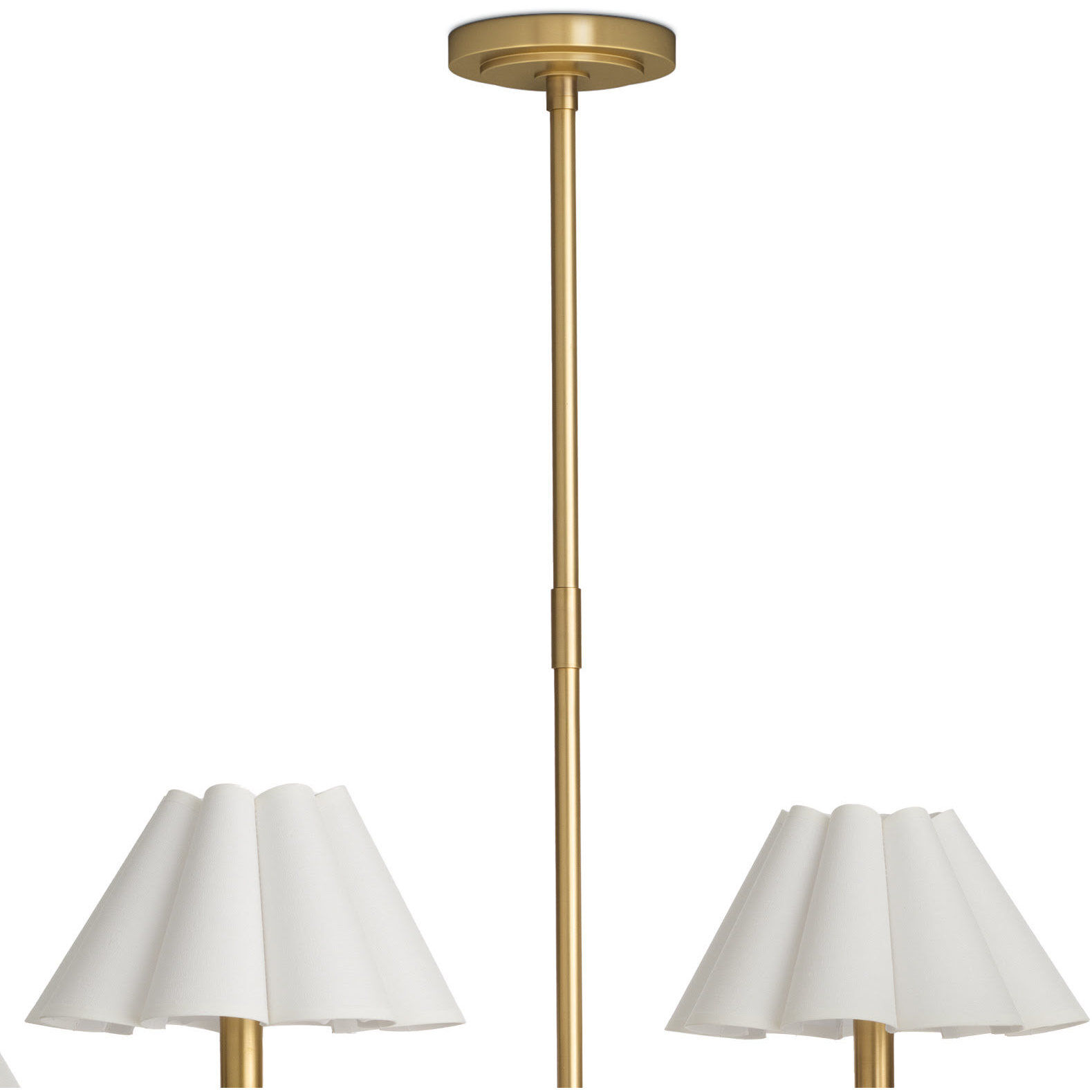Polly 6 Light 66 inch Natural Brass Chandelier Ceiling Light in White Scalloped Shade