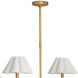 Polly 6 Light 66 inch Natural Brass Chandelier Ceiling Light in White Scalloped Shade