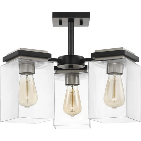 Crossroads 3 Light 18.13 inch Matte Black Semi Flush Ceiling Light