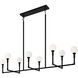 Candlestix 8 Light 50 inch Black Chandelier Ceiling Light in Black and Opal Glass