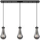 Owego 3 Light 36.88 inch Matte Black Linear Pendant Ceiling Light in Light Smoke Glass