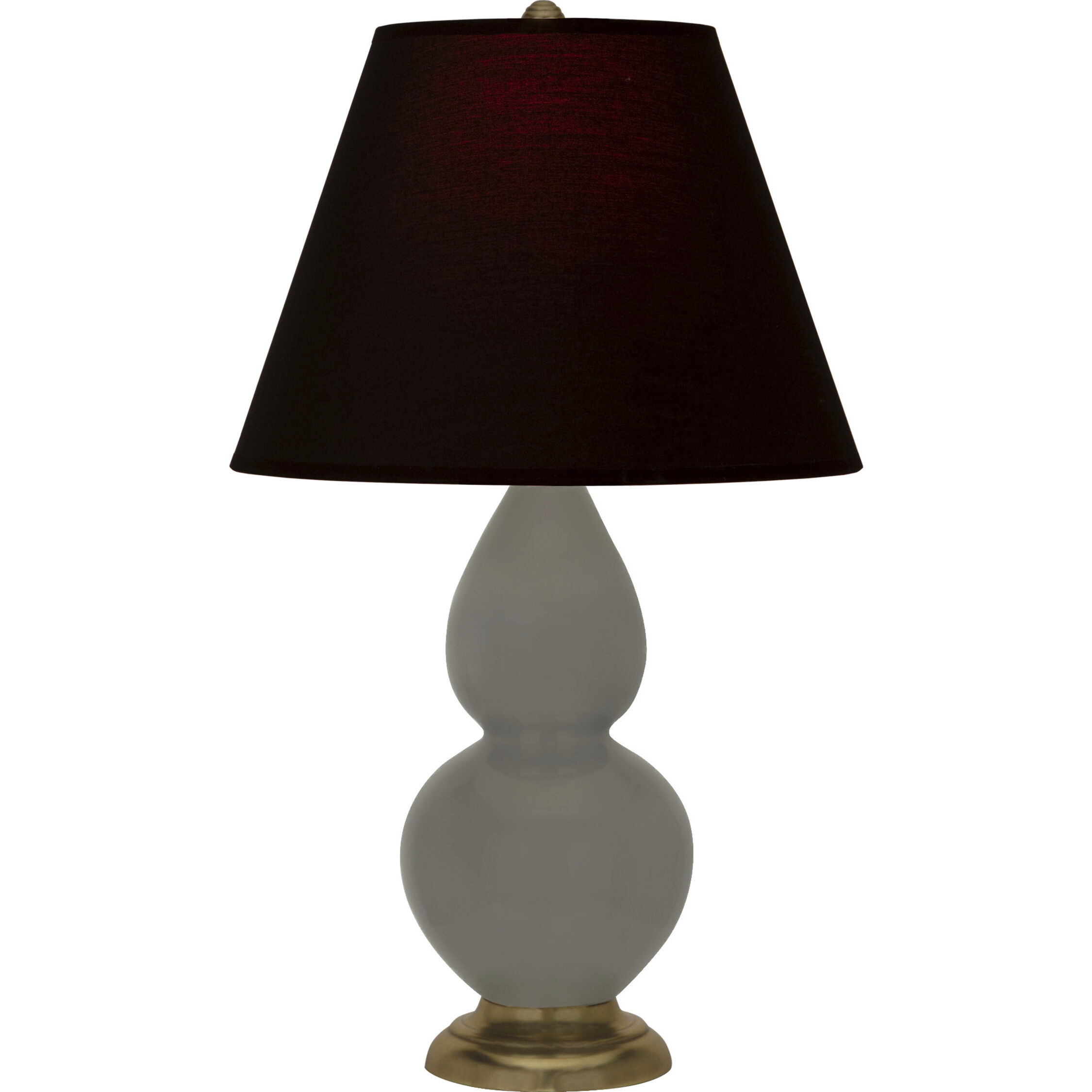 Small Double Gourd 22.75 inch 150 watt Ash Glazed Ceramic with Antique Brass Accent Lamp Portable Light in Ink Black with Rose Red