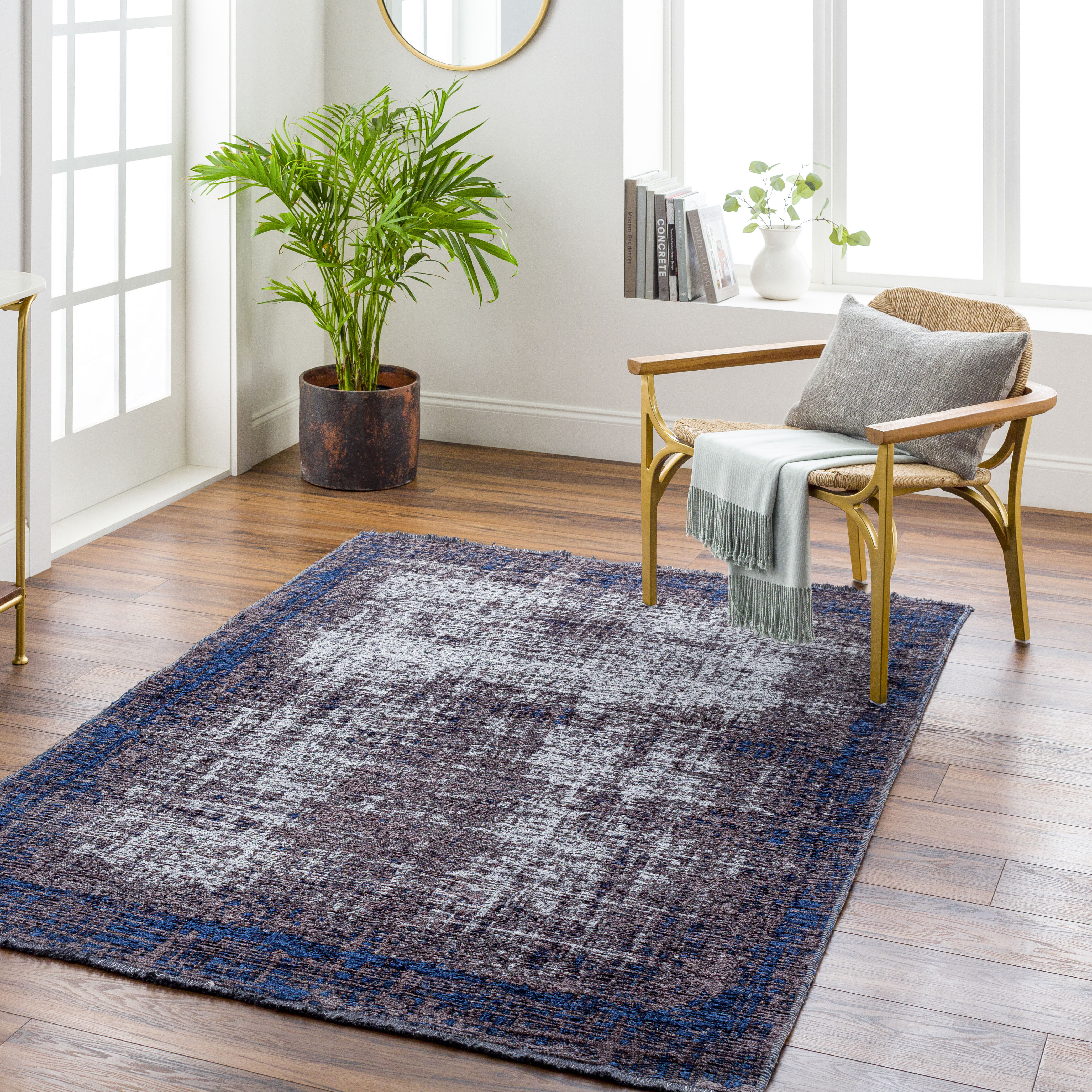 Toscana 108 X 75 inch Navy Rug, Rectangle