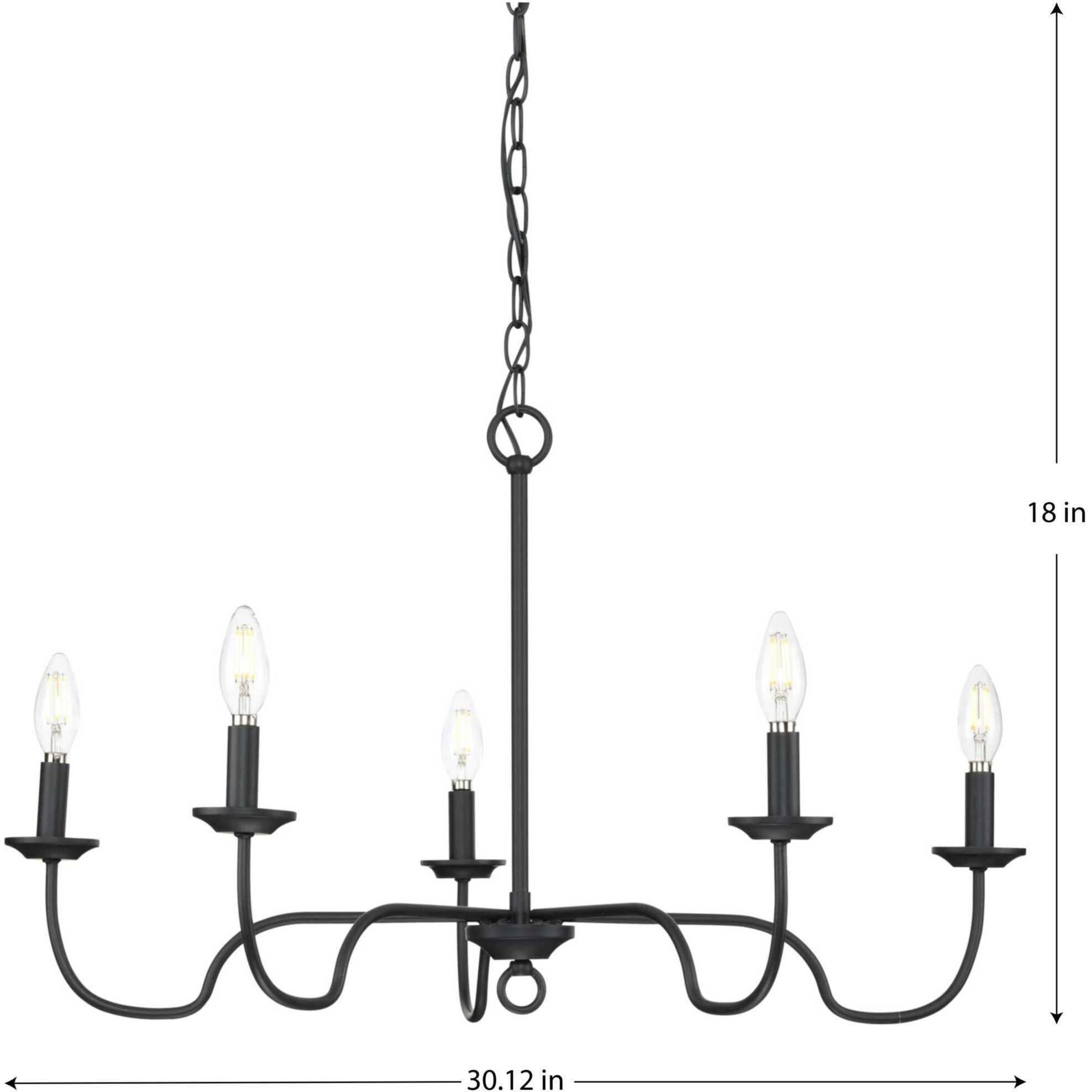 Canebrake 5 Light 30 inch Matte Black Chandelier Ceiling Light