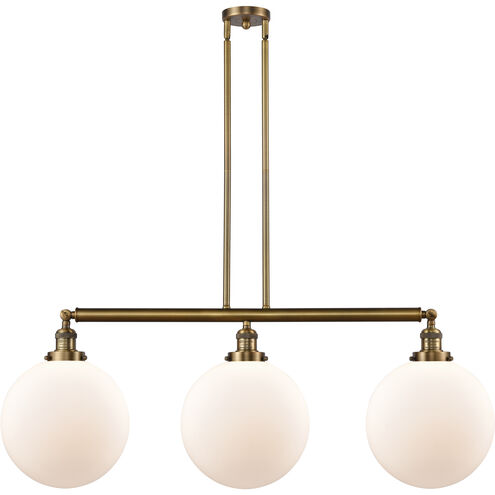 Franklin Restoration XX-Large Beacon 3 Light 44 inch Brushed Brass Island Light Ceiling Light in Matte White Glass, Franklin Restoration