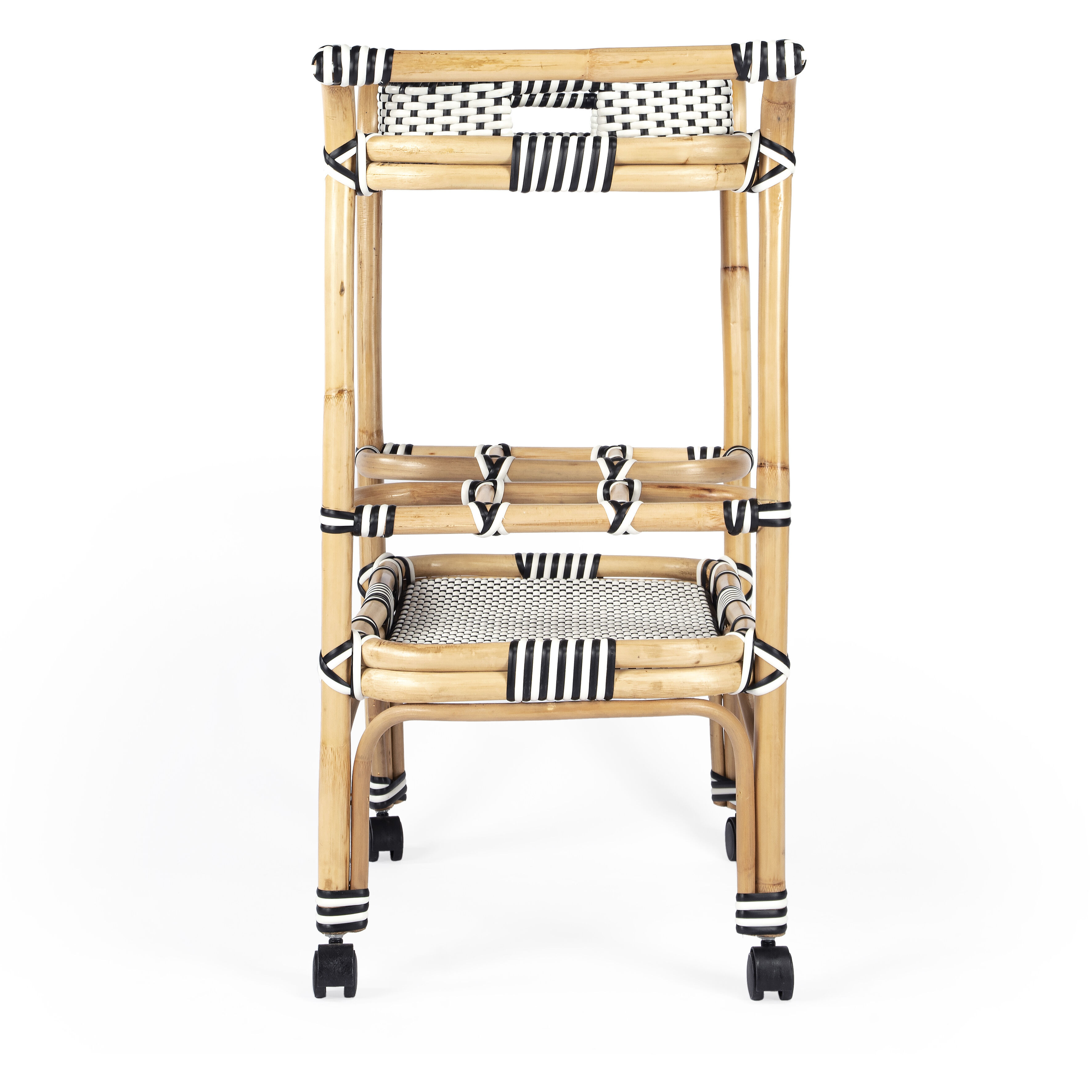 Selena Rattan Bar Cart in White