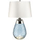 Lena 24 inch Blue Glass Table Lamp Portable Light, Small