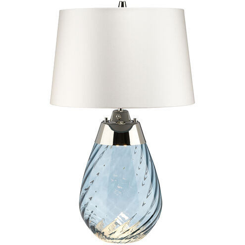 Lena 24 inch Blue Glass Table Lamp Portable Light, Small