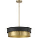 Stella 4 Light 20 inch Matte Black with Natural Brass Pendant Ceiling Light