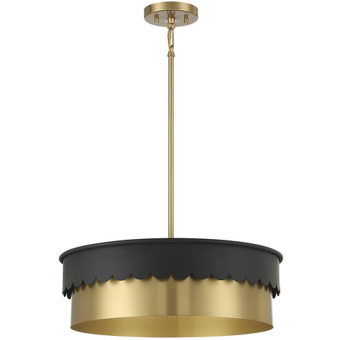Stella 4 Light 20 inch Matte Black with Natural Brass Pendant Ceiling Light