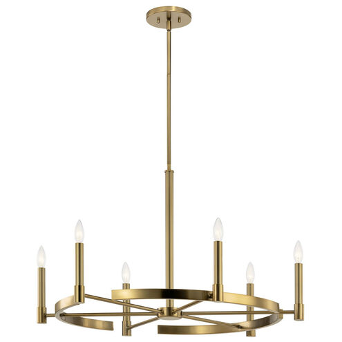 Tolani 6 Light 34 inch Brushed Natural Brass Chandelier Ceiling Light, 1 Tier Large