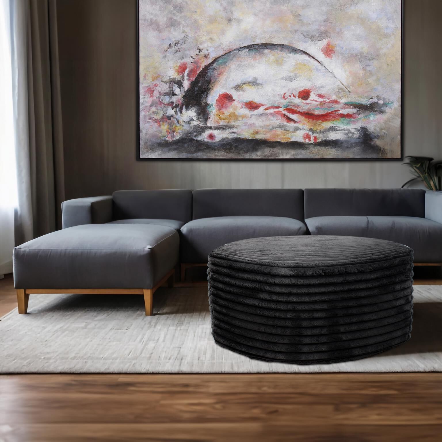 Shar Pei Universal 18 inch Black Ottoman