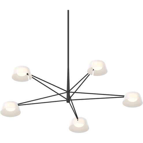 Ray LED 45.25 inch Satin Black and Opal White Chandelier Ceiling Light