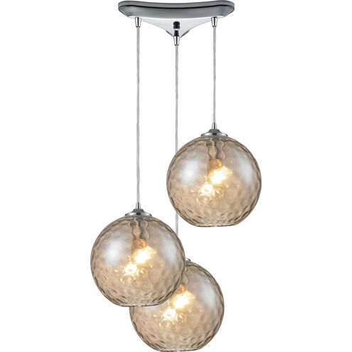 Watersphere 3 Light 12 inch Polished Chrome Multi Pendant Ceiling Light in Champagne, Configurable