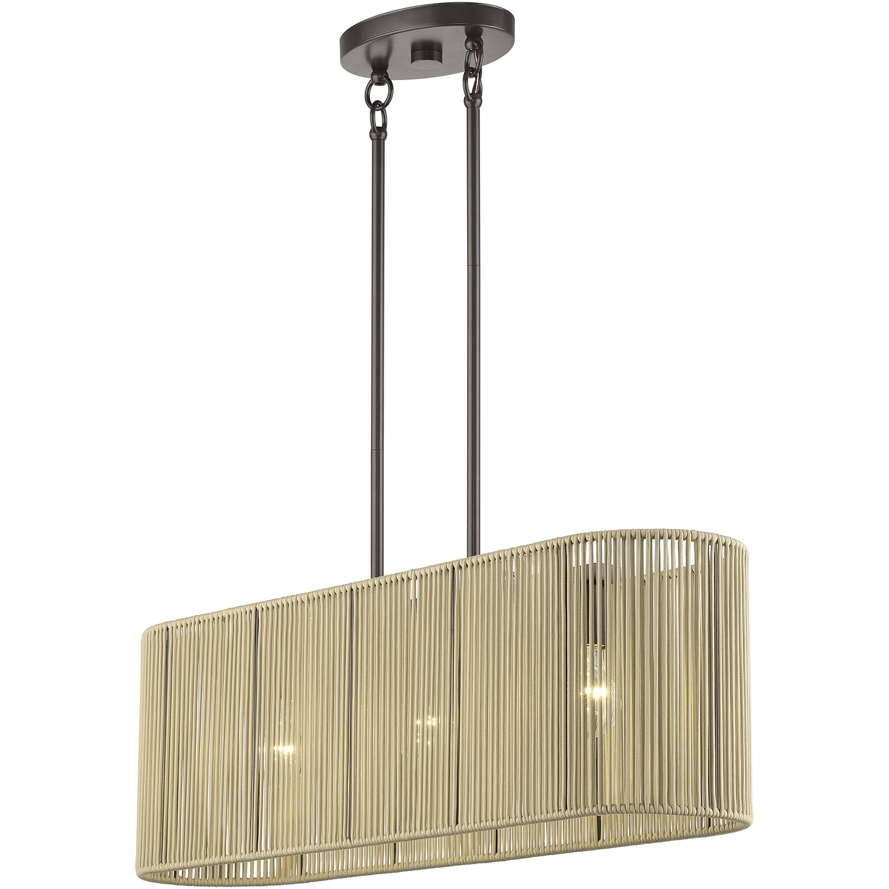 Goldiemesh 3 Light 30 inch English Bronze Linear Chandelier Ceiling Light, Medium