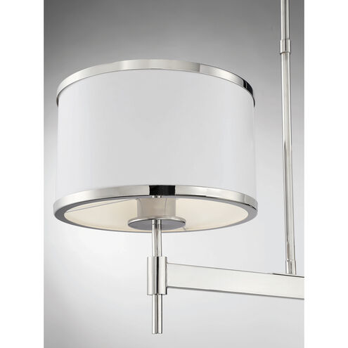 Delphi 3 Light 42 inch White with Polished Nickel Acccents Linear Chandelier Ceiling Light in White/Polished Nickel