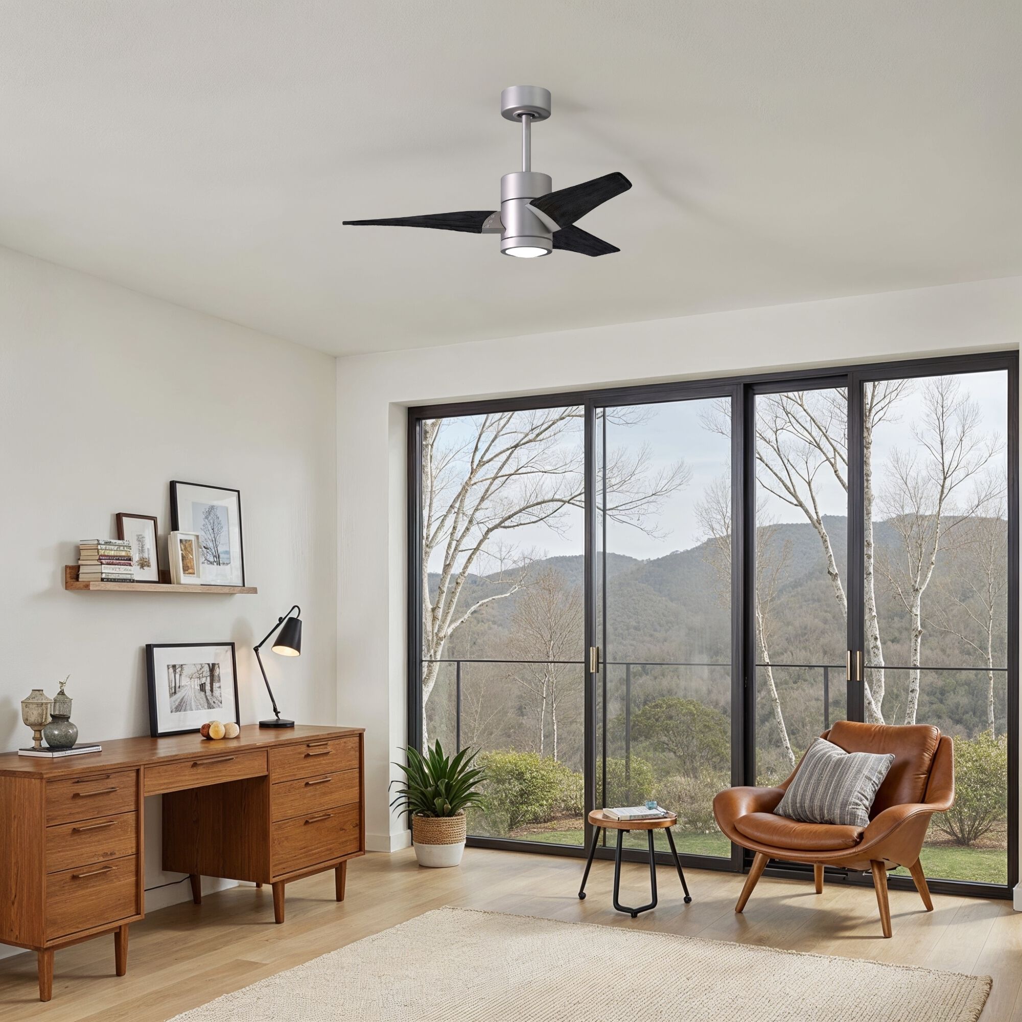 Atlas Super Janet 42 inch Brushed Nickel with Matte Black Blades Ceiling Fan, Atlas