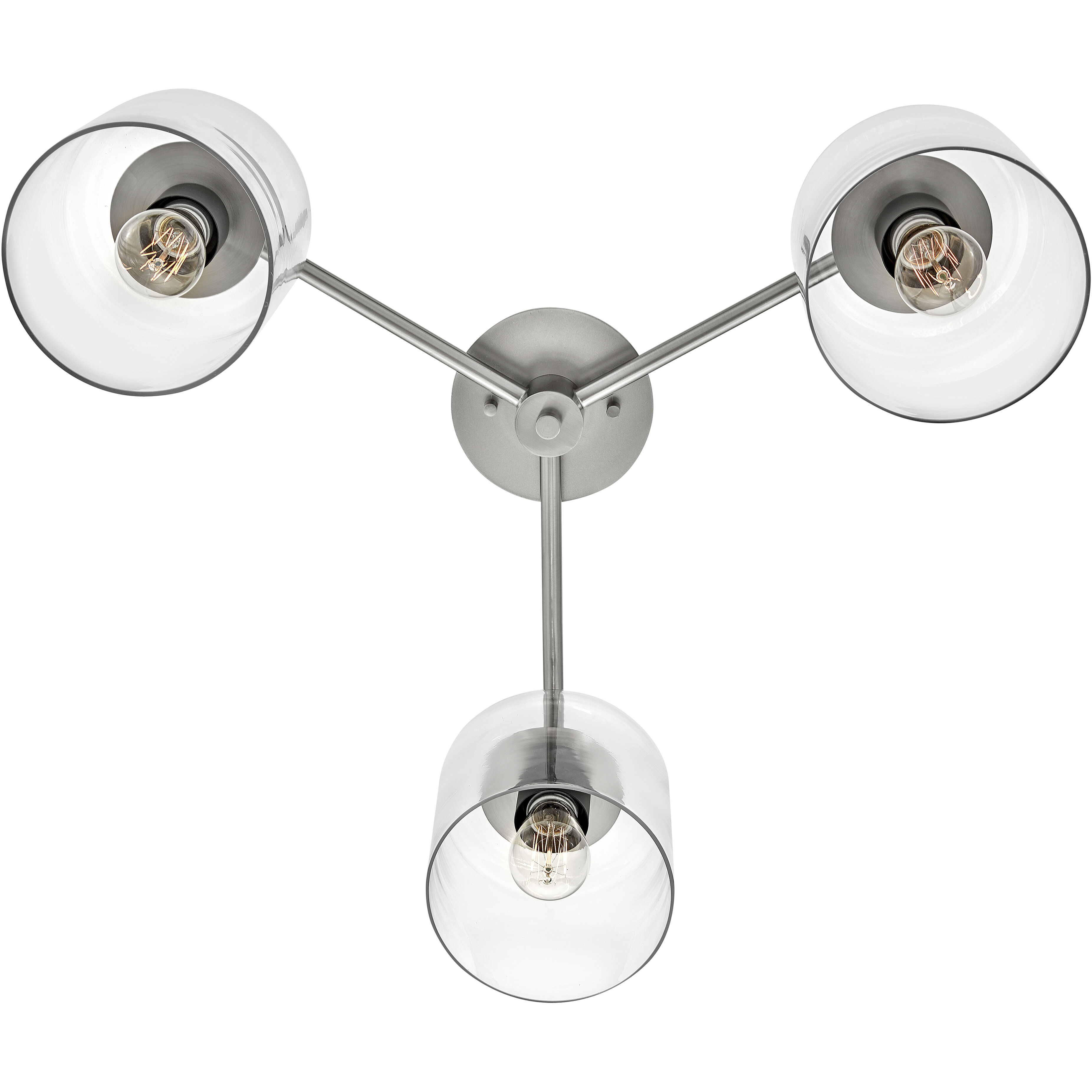 Axel 3 Light 30 inch Brushed Nickel with Black Indoor Semi-Flush Mount Ceiling Light