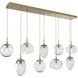 Cosmos LED LED Gilded Brass Linear Pendant Ceiling Light in 2700K LED, Zircon Inner - Clear Outer, Multi-Port