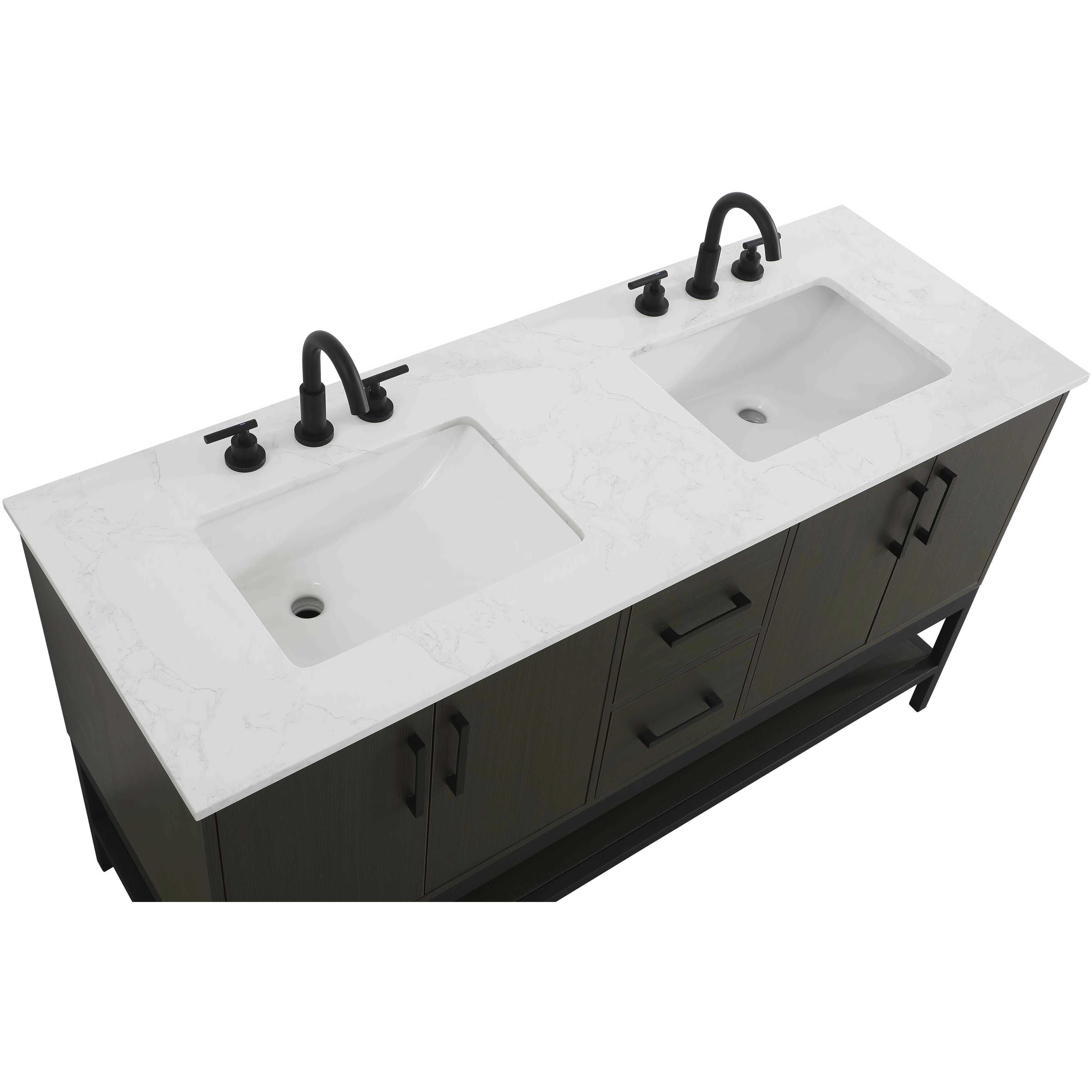 Lennox 60 X 34 inch Mocha Brown Bathroom Vanity Cabinet