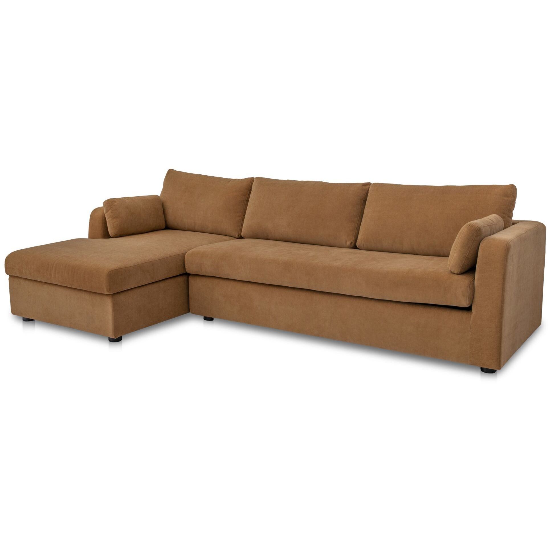 Burrow VV Ginger Sleeper Sectional With Storage Chaise in Left, Brown, Left