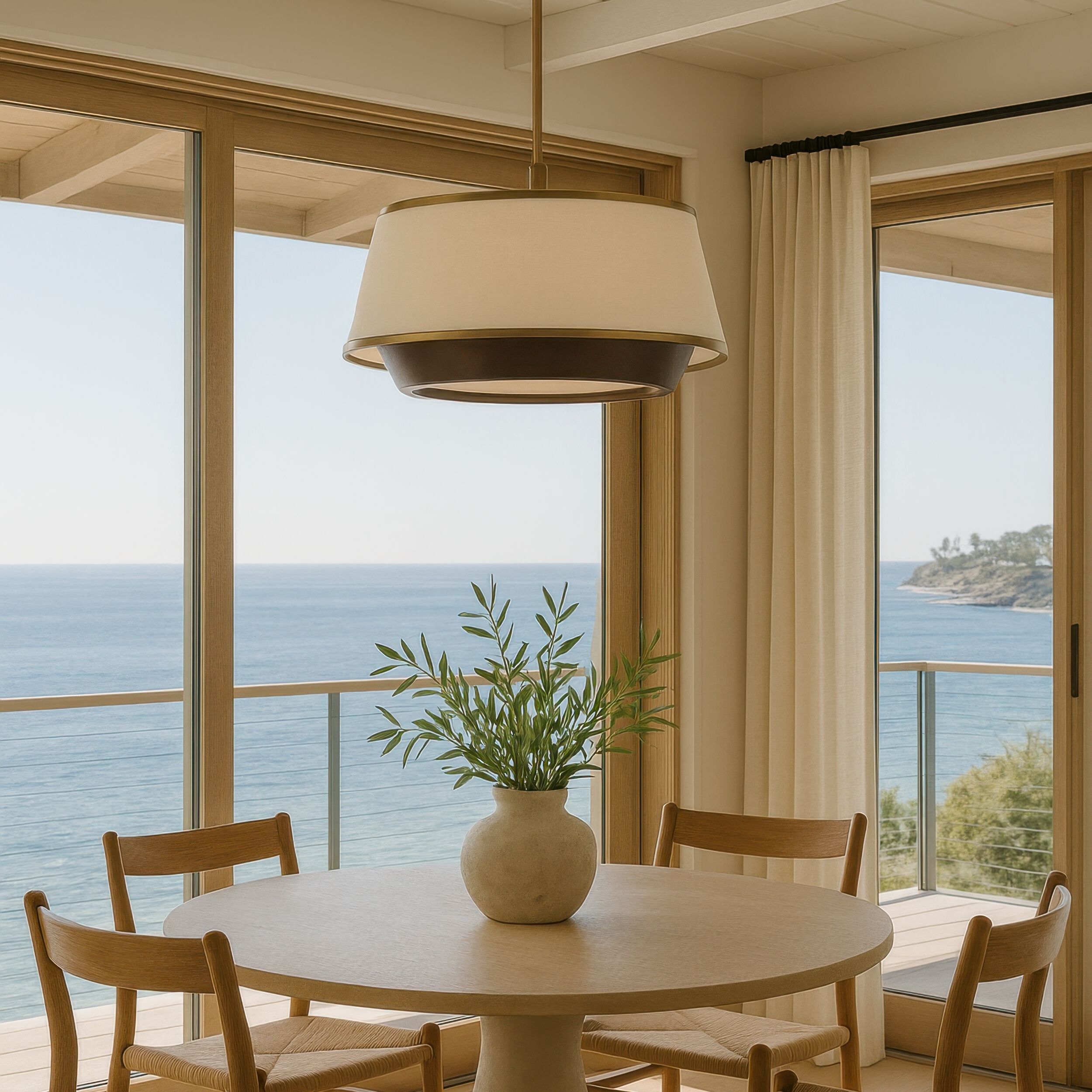 Desert Flyer 6 Light 26 inch Satin Brass with Medium Walnut Pendant Ceiling Light