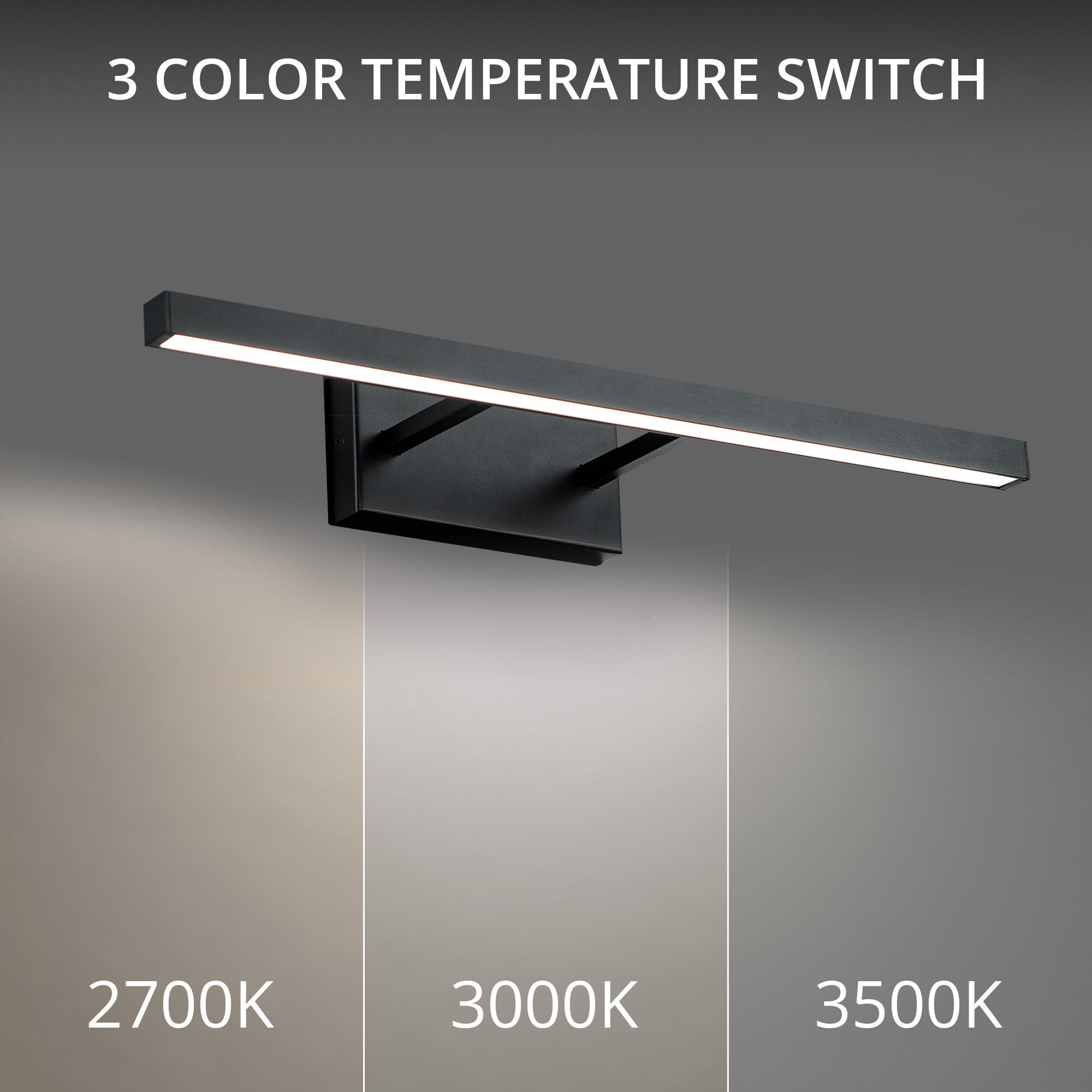 Parallax LED 18 inch Black Bath Vanity & Wall Light in 2700K, dweLED