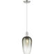 Downtown Urban Brookhaven Flute 1 Light 7 inch Brushed Satin Nickel Mini Pendant Ceiling Light in Slate Glass
