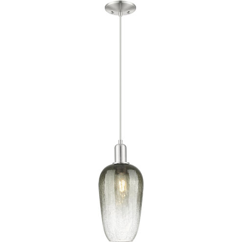 Downtown Urban Brookhaven Flute 1 Light 7 inch Brushed Satin Nickel Mini Pendant Ceiling Light in Slate Glass
