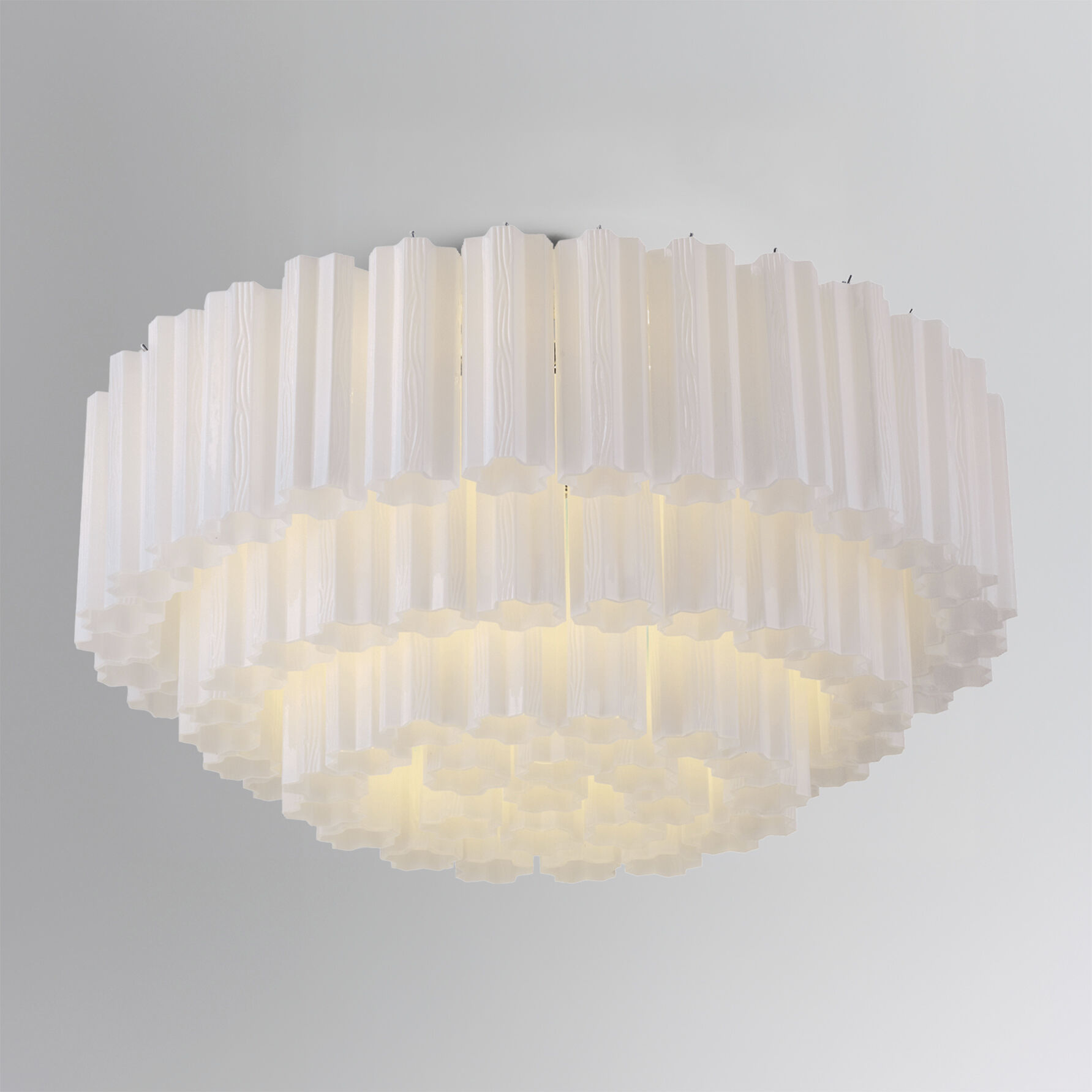 Addis 16 Light 32 inch Polished Chrome Flush Mount Ceiling Light in Tronchi Glass White