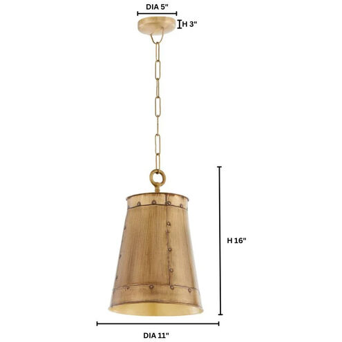 Artisan 1 Light 11 inch Artisan Brass Pendant Ceiling Light