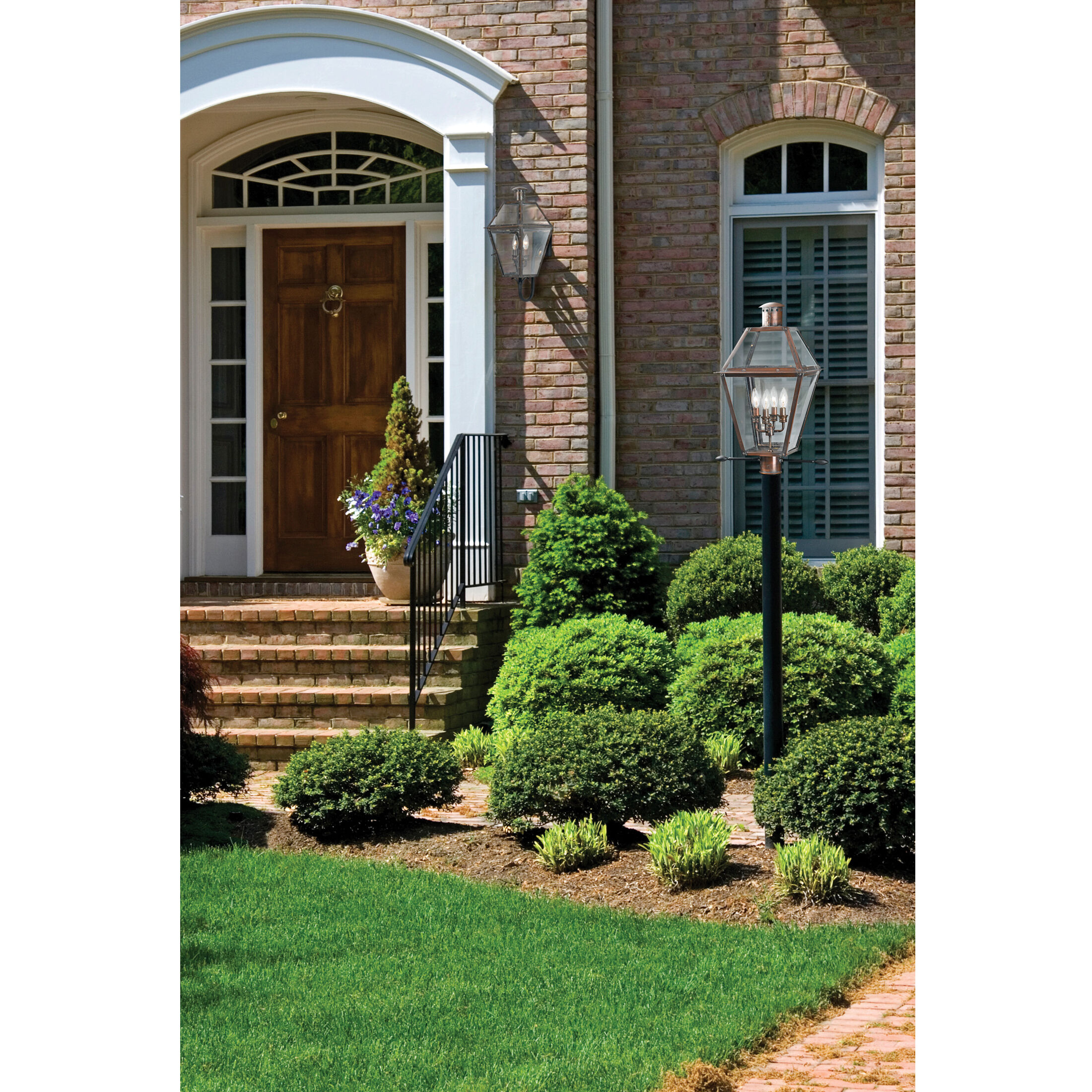 Quoizel Lighting Rue De Royal 4 Light Outdoor Post Lantern in Aged Copper RO9014AC