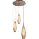 Aalto LED 17.3 inch Burnished Bronze Chandelier Ceiling Light in Optic Rib Bronze, 2700K LED, Round Multi-Port