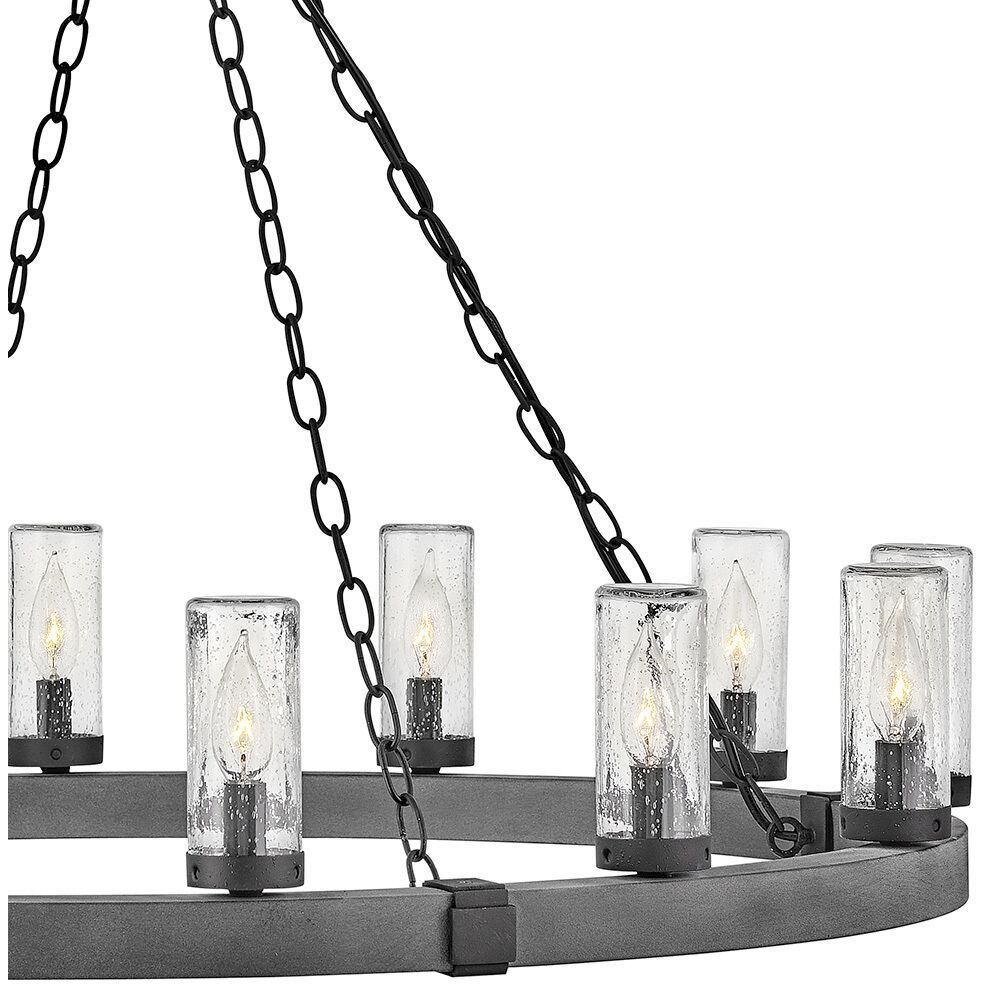 Open Air Sawyer LED 38 inch Aged Zinc with Distressed Black Outdoor Hanging