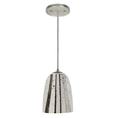 Grand Central 1 Light 6 inch Pewter Pendant Ceiling Light in Antique Mercury Mouth Blown, Satin Nickel