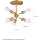 Faraday 6 Light 17 inch Brushed Brass Semi Flush Mount Ceiling Light