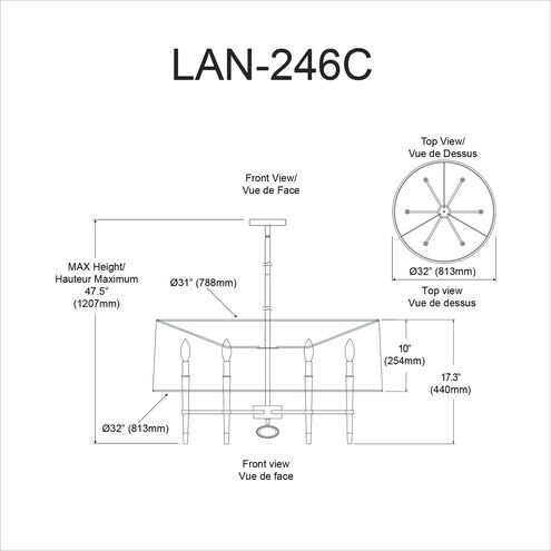 Langford 6 Light 24 inch Vintage Bronze Chandelier Ceiling Light in Vintage Brass