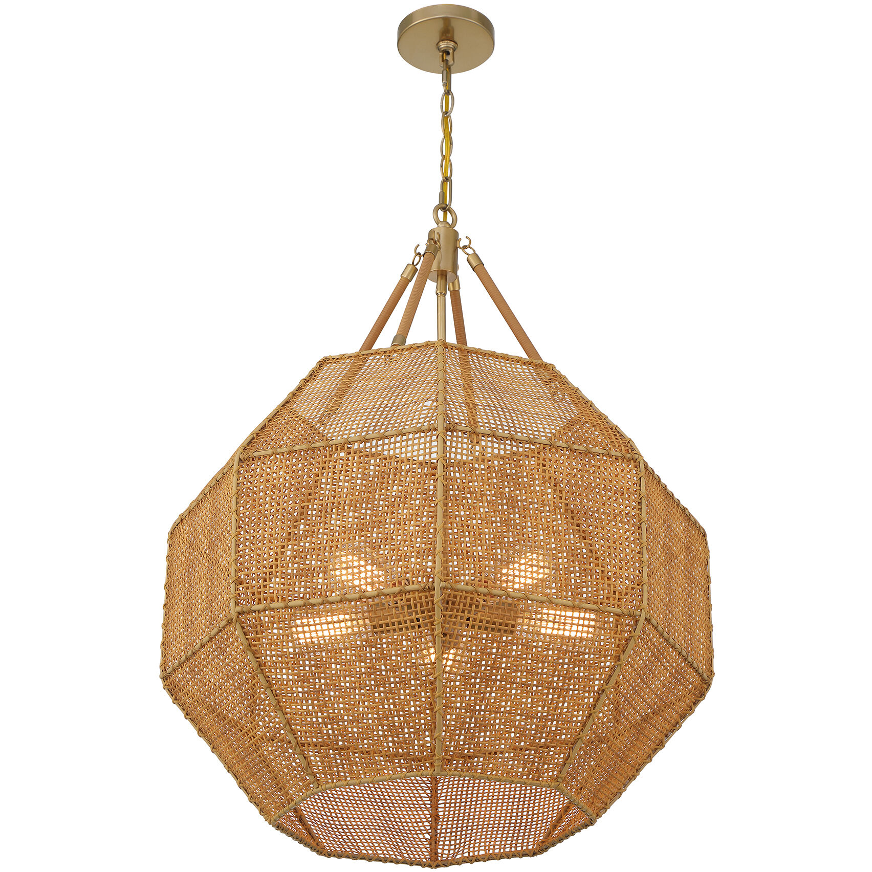 Selby 5 Light 25 inch Burnished Brass with Natural Rattan Pendant Ceiling Light
