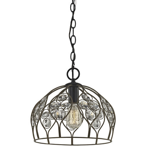 Crystal Web 1 Light 11 inch Gold with Matte Black Mini Pendant Ceiling Light