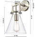 Downtown Urban Newton Cone Armed Sconce Wall Light in Satin Nickel, Matte White Glass