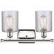 Ballston Cobbleskill 2 Light 16 inch Polished Nickel Bath Vanity Light Wall Light in Clear Glass, Ballston